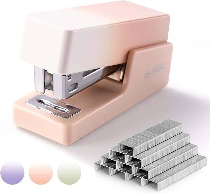 Mini Stapler with 830 Staples, Small Cute Desk Staplers, 25 Sheet Capacity, Pink-White Gradient