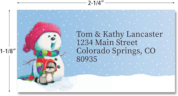 Snowman Delights Personalized Holiday Return Address Labels – Set of 144, Large, Self-Adhesive, Flat-Sheet Labels, by Colorful Images