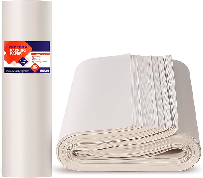 15" x 12" Newsprint Paper for Packing Boxes, 360 Sheets Packing Paper for Moving Boxes, Newspaper Packing Materials, Ideal for Drawing, Sketching, Wrapping, Shipping, Packaging, Dishes Glasses Filler