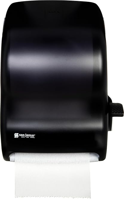 San Jamar Classic Paper Towel Dispenser with Lever for Bathroom, Kitchens, Restaurants, and Cafeterias, Plastic, For Universal 800' 8" Rolls, Black Pearl