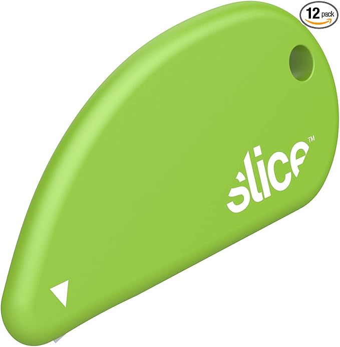 Slice Micro Safety Cutter, Safe Ceramic Box Cutter Lasting 11x Longer than Metal, Keychain Box Opener, 12 Pack