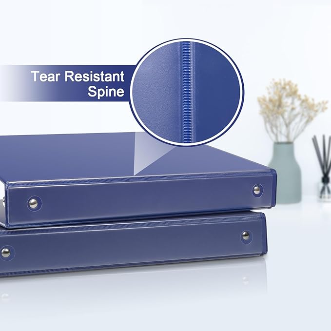 COMIX 3 Ring Binder 1 inch with Clear View Cover, 1" View Binder Holds 200 Sheets of US Letter Size Paper, 6 Pack (Dark Blue)