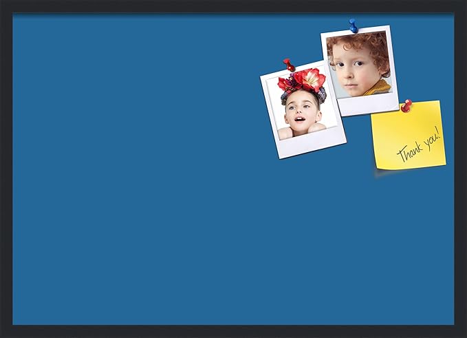 PinPix 34x24 Inch Cork Bulletin Board. This Decorative Framed Pin Board Comes with Navy Pastel Design and a Satin Black Frame. Ideal for Home Office Decor or Message Board (PinPix-1811)
