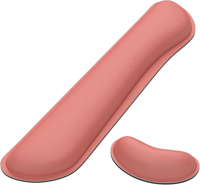 Dapesuom Enlarge Keyboard Wrist Rest, Memory Foam Wrist Cushion for Desk Mats Support, Cute Typing Pain Relief Keyboard Mouse Pad Rests Set with Non-Slip Base for Gaming Laptop Office, Indian Red