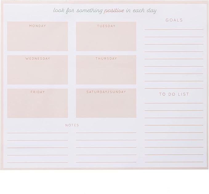 Graphique Weekly To Do Deskpad - Positivity Design - 9.75" x 8", 80 Sheets, Themed Pages - Planner for College Students, Business Appointments, Great Gift