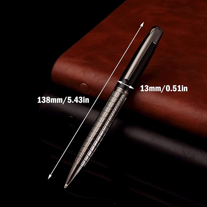 Obacle Ballpoint Pens Black Pens Medium Ball Point 1.0mm Smooth Writing Grip Metal Retractable Executive Business Office Fancy Nice Gift Pen for Men Women (Gun Black, 2 Pack 4 Refills)