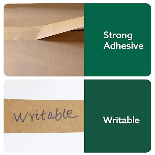 6 Rolls Brown Packing Tape 2 Inch Bulk, 2025 Upgrade Kraft Paper Packaging Tape, 2 Inch x 55 Yards, Cardboard Shipping for Packing Boxes, Tear by Hand for Express Parcels & Office Use