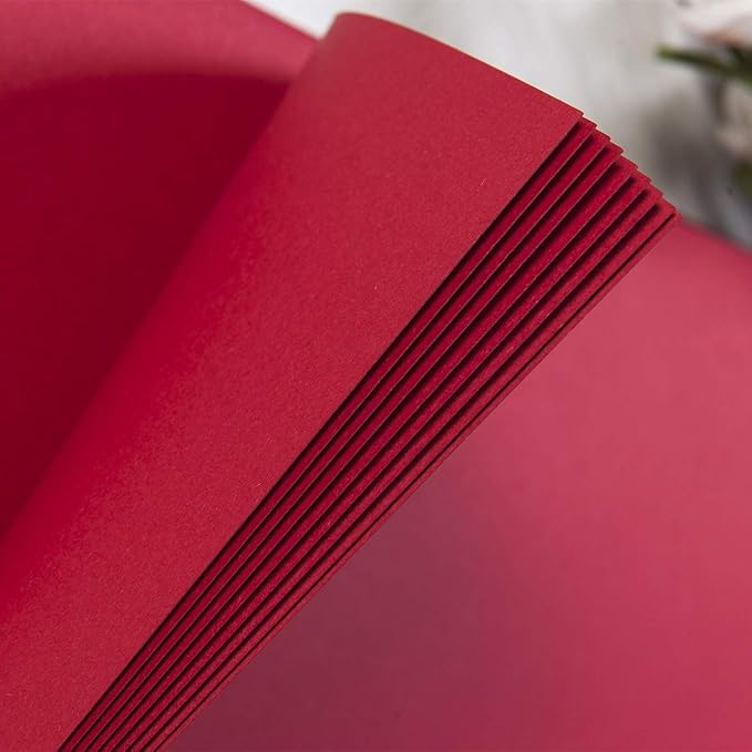 12 x 12 Inch Large DIY Scrapbook Photo Album with Window Design Cover 80 Pages Craft Paper Memory Book for Weeding Anniversary Travel and Baby (Red)