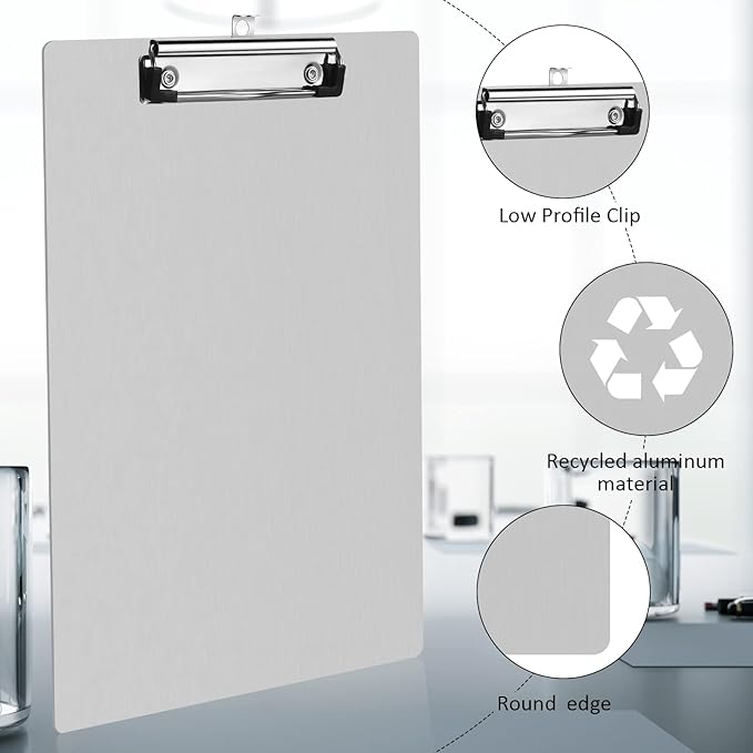 Epakh 20 Pieces Clipboard Bulks Metal Clipboard Aluminum Office Low Profile Clip Standard A4 Letter Size Metal Clip Board, Size 12.5 x 9 Inch