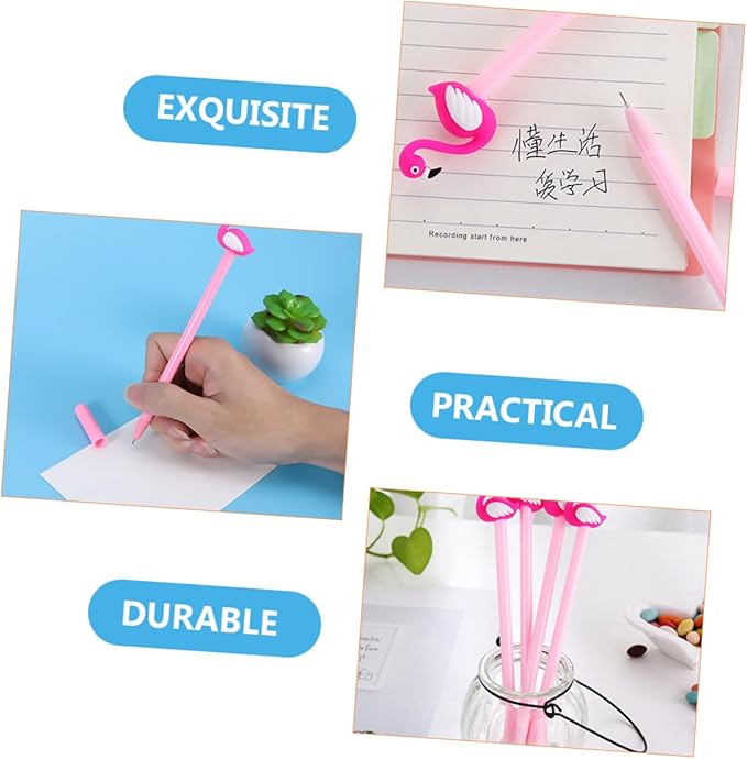 20Pcs Flamingo Gel Pens Fine Tip Cartoon Writing Pens for Students School and Home Use with Ink Capacity and Design