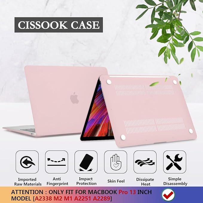 CISSOOK Baby Pink Case for MacBook Pro 13 inch 2025-2016 Release Model A2338 A2251 A2289, Plastic Hard Shell Case + Keyboard Cover Compatible with MacBook Pro 13" M2 M1