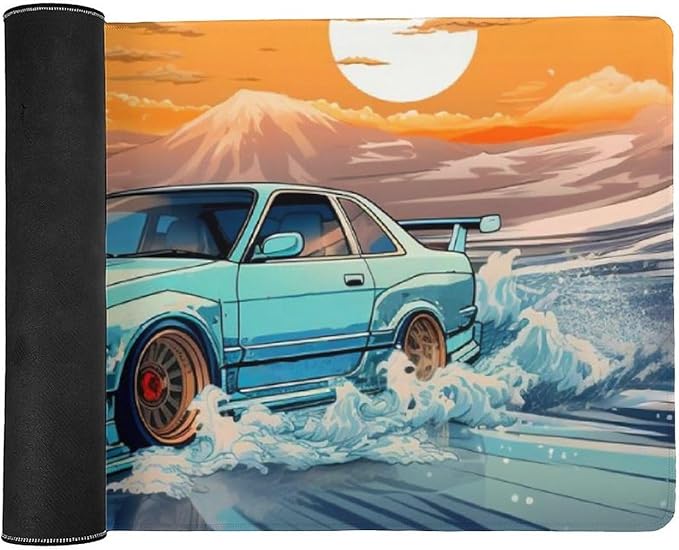 Large Desk Mats on Top of Desks Pad Big Mousepads Gaming Cool Mouse Pads for Desktop Office Supplies Accessories R33 Great Wave Japanese JDM Car 35.4 x 15.7 inch