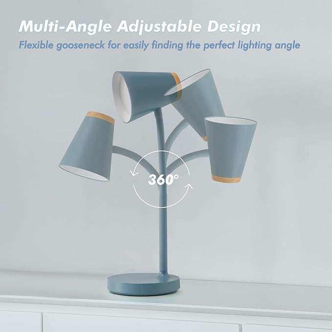 Desk Lamps for Home Office - Small LED Desk Lamp Touch Dimmable Reading Light for College Dorm Room - Adjustable Flexible Gooseneck Table Lamp for Bedside Bedroom Nightstand Blue