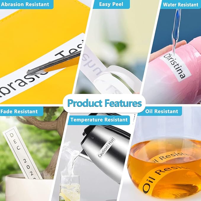 Hehua Compatible 8PK TZe TZ Tape 18mm 0.7 Laminated White Label Replacement for Brother Label Maker Tape TZe-241 TZe241 TZ-241 for P Touch PTD400 PTD600 PTP750W PT1880, 3/4 X 26.2ft, Black on White