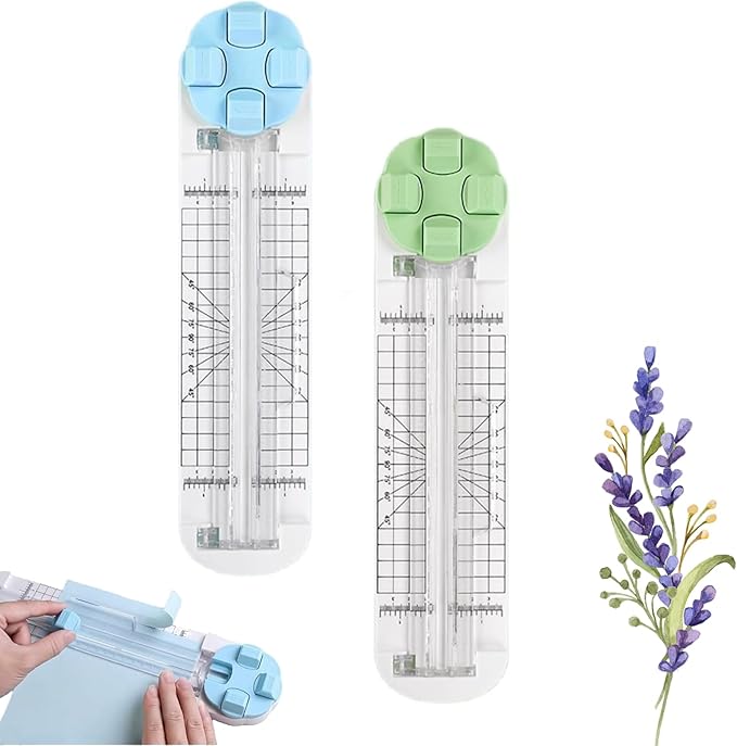 4-in-1 Multi-Function Paper Trimmer,Bidirectional Papers Cutter,Bidirectional Rotary Paper Cutter for A4/Photo/Card, for Daily Manual and Office Use (Blue+Green)