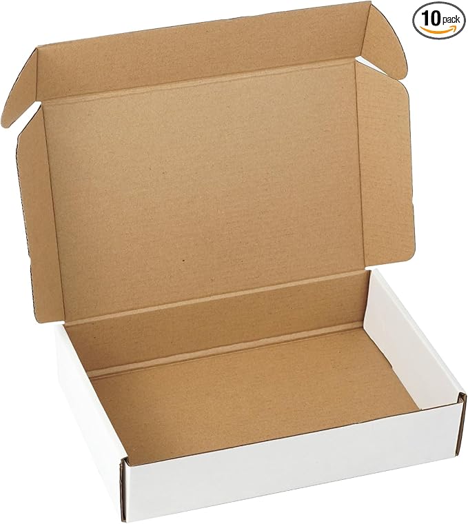 10 Pack 9"x6"x2" inch Small Shipping Boxes White Corrugated Cardboard Box for Small Business, Mailer, Shipping, and Packing