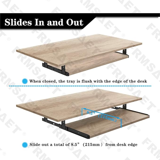FRMSAET Furniture Accessories Office Product Desk Suits Hardware 20/24/30 inches Keyboard Drawer Tray Wood Holder Under Desk Adjustable Height Platform. (24 inches, Burlywood)