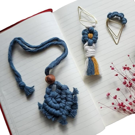 Set of 3 Whimsical Bookmark | Book tabs Classroom Must Haves Crochet Flower Bookmark Paper Clips Bullet Journal Tassels for Bookmarks Cute Things Teacher Must Haves