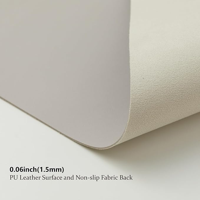 HOMIEAZICOZI Leather Desk Mat - Non-Slip PU Pad for Office and Home Organization Accessories Ideal Large Mouse Mats on Top of Desks (Light Gray,31.5''x 15.7'') (DPD-LGr-M)