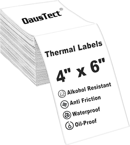 4x6 Thermal Labels, OausTect 100 FanFold Shipping Labels, White Perforated Printer Labels Stickers Compatible with Zebra, Rollo, Thermal Printer, Permanent Strong Adhesive, Business Grade