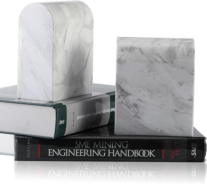 Koville Greek Natural Marble Bookends for Shelves, Book Ends for Heavy Books, 13LBS Ultra Heavy Duty Book Holders, Triumphal Arch Bookends Office Bookshelf Decor for CDs/Video Games(Volakas)