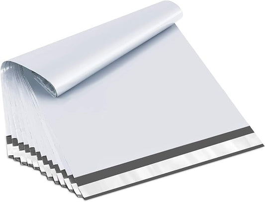 UCGOU Poly Mailers 10x13 Inch White 100 Pack Shipping Bags #4 Strong Mailing Envelopes Boutique Packaging Postal Self Seal Adhesive Waterproof and Tear Proof Small Business for Clothes Books