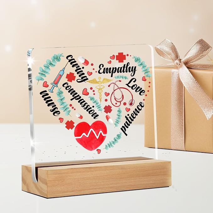 Nurse Gifts for Women, Nursing Gifts Nurse Clear Acrylic Desk Decorative Sign for Home Office, 4 x 4 Inches