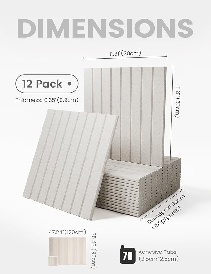 Large Felt Bulletin Board 48" x 36" Cork Board Alternative-12 Pack with 70 Safe Removable Adhesive Tabs, Cork Boards for Walls Cork Board for Home Office Classroom Pin Board (Oatmeal)