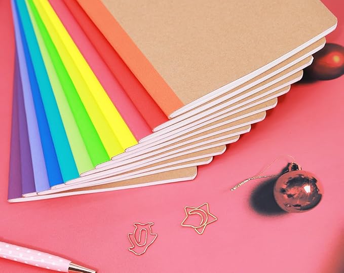 12 Pack Notebooks Lined Journal Bulk Writing Diary Planner with Thick Paper, 60 Pages, 30 Sheets, 8.3x5.5 inch for Home, Office or School Supplies, A5 Kraft Notebook