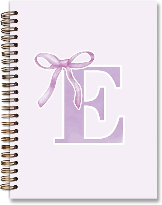 foedor Coquette Trendy Preppy Purple Bow Spiral Notebook,Initial E Journal Personalized Teen Girl Gifts,Monogrammed Gifts for Women Teen Girl,College Ruled Hardcover Spiral Notebook(purple)
