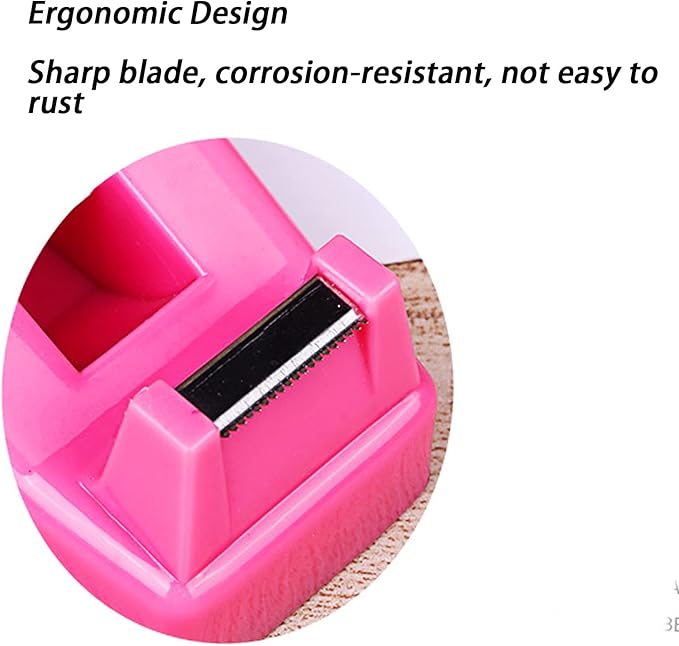 Desktop Tape Dispenser Heavy Duty Desk Accessories Floral Office Tape Dispensers, Weighted Non-Skid Base, Rose Red