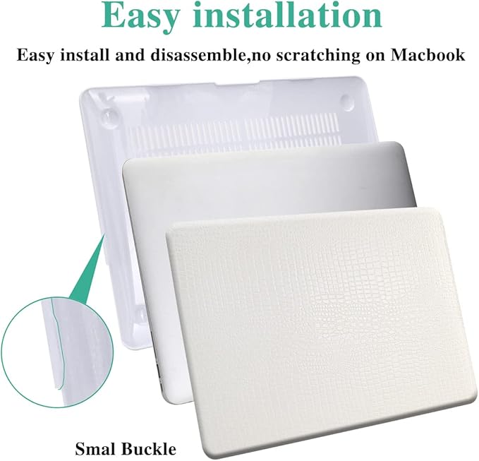 DTangLsm Compatible with MacBook Air 15 inch Case 2025 2024 2023 M4 M3 M2 A3241 A3114 A2941, Crocodile Skin Alligator PU Leather Hard Shell Cover for Mac Book Air 15 M4 Case and Keyboard Cover, White