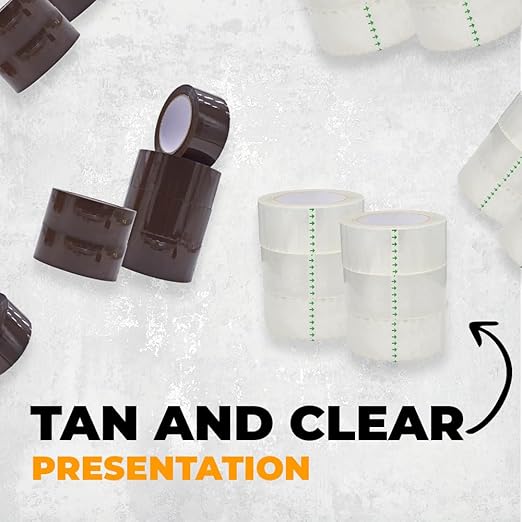 WOD CST20WBA Tan Packing Tape - 2" in. x 60 Yards Per Roll (36 Rolls) - Strong Heavy-Duty Industrial Shipping Box Packaging Tape for Moving, Office, & Storage