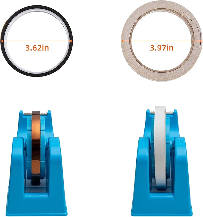 Desktop Tape Dispenser Adhesive Roll Holder (Fits 1" & 3" Core) with Weighted Nonskid Base Blue