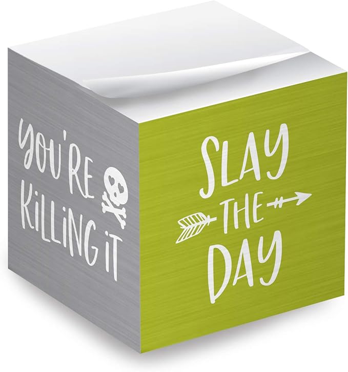 Motivational Sticky Note Cube / 600 Sheets / 2.75" Memo Block Printed on 4 Sides/Bright Empowering Messages