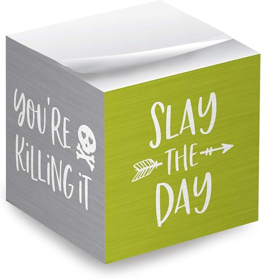 Motivational Sticky Note Cube / 600 Sheets / 2.75" Memo Block Printed on 4 Sides/Bright Empowering Messages