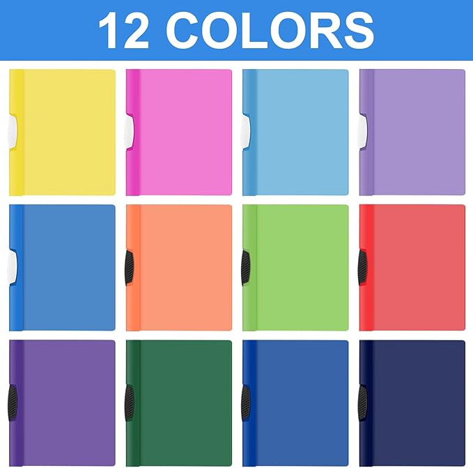 Patelai 48 Pcs Plastic Folders with 2 Pockets and 3 Prongs Home Folders with Card Slot Letter Size Heavy Duty Report Covers for Back to School(Multicolor,Novel Style)