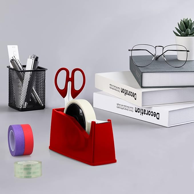 Heat Tape Dispenser, Masking Tape Dispenser, Holder Fits 1" and 3" Core, 6.8 x 2.2 x 3.4 Inch, Desktop Tape Dispenser, Heat Tape for Sublimation(Red)