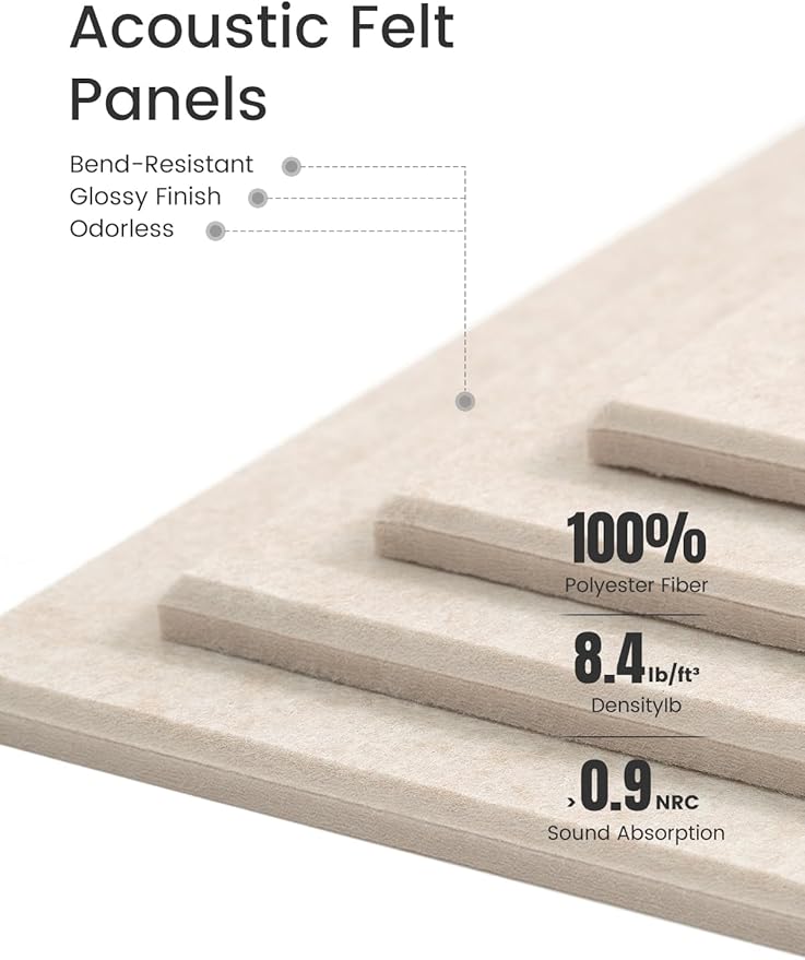 Bumusty Large Cork Board Alternative-47 x35 Felt Bulletin Board Tiles, with 30 Pushpins, 70 Adhesive Tabs, 12-Pack Slat Wall Paneling, Cork Boards for Office Push Pin Board Felt Board-Oatmeal