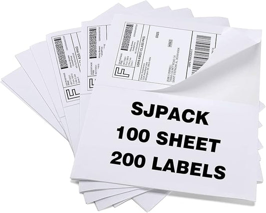 100 Half Sheet Shipping Labels 5-1/2" X 8-1/2" Address Blank Labels Laser/Ink Jet