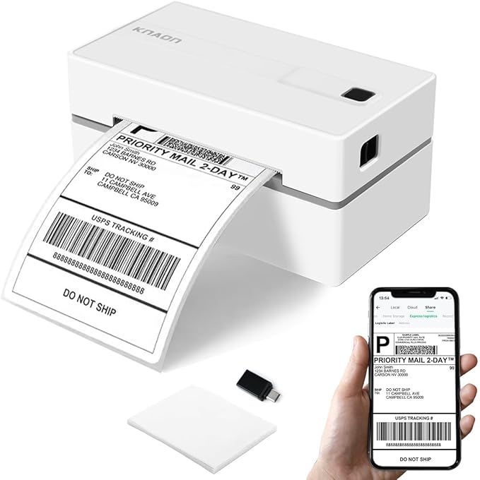 Bluetooth Thermal Shipping Label Printer, 4x6 Portable Thermal Address Label Printer for Small Business, Compatible with iPhone,Android,Windows,Mac,Chromebook –Works with Ebay Shopify USPS&More