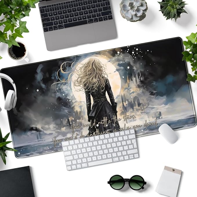 Dark Magic Large Mouse Pad Gaming MTG Playmat Original Paint Desk Mat Adventure Extended Mousepad Art Long Mouse Pads XXL, Cool Desk Pad for Keyboard with Stitched Edges 31.5" X 15.7 "