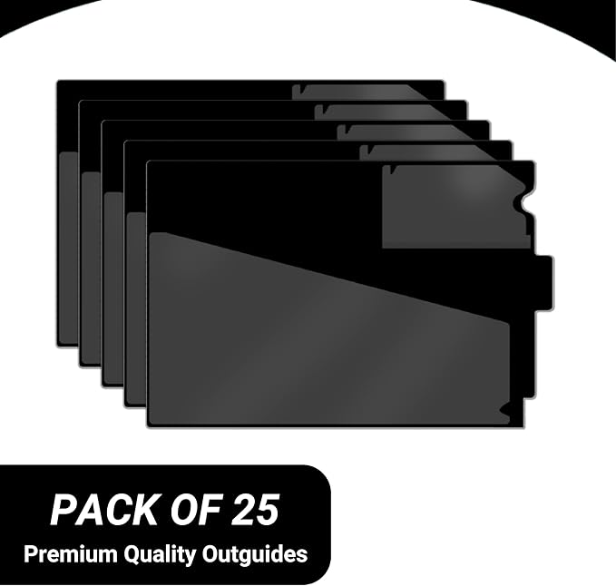 Doctor Stuff - Center Tab Vinyl Outguides, Diagonal Cut Front Pocket, Top Charge Out Slip Pocket, Plastic File Folder, Letter Size 9" x 13-1/4", Black, 25/Box