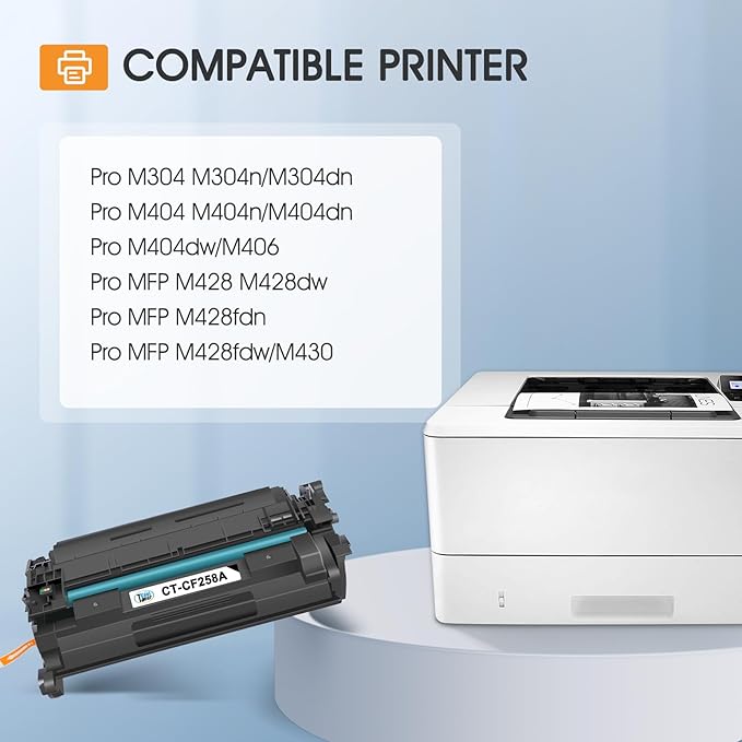 CF258A 58A Toner Cartridge Black M404n Compatible Replacement for HP 58A CF258A 58X CF258X Toner for HP Laserjet Pro M404n M404dn MFP M428fdw M428fdn M428dw Printer Ink High Yield 2 Pack with Chip