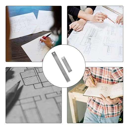 6-Inch Stainless Steel Metal Ruler with Non-Slip Cork Backing - 3 Pack