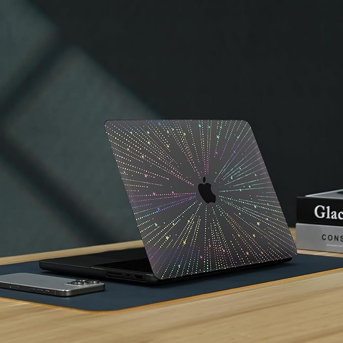 KEROM Clear Black Case for MacBook Pro 14 inch 2024-2021 M4 M3 M2 M1 Pro/Max Chip A3112 A3185 A3401 A2918 A2992 A2779 A2442, Plastic Hard Shell Case & Keyboard Cover for MacBook Pro 14'', Line