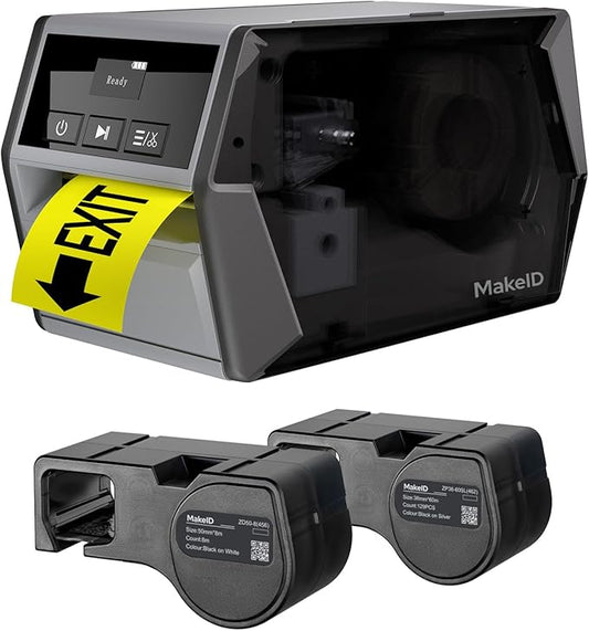 Makeid D50 Industrial Label Printer, Desktop Label Maker 2" Print Head, Mobile APP & PC Editor Compatible, 2600mAh Li-ion Battery, Come with 1.97" W x 26.24ft L Label Heavy-Duty Labeler for Job Sites