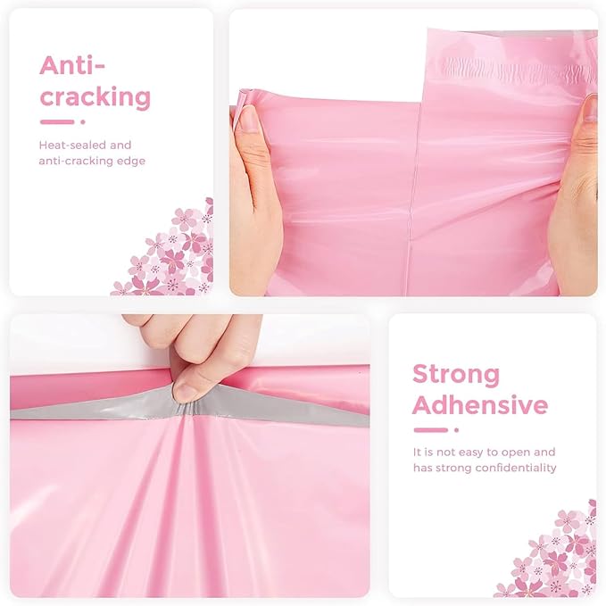 Fuxury Pink Poly Mailers 10x13 Inch 500pc,Sturdy Shipping Bags for Clothes,Self Adhesive Mailing Shipping Envelopes,Waterproof Colorful Packaging Bags for Dress Books Accessories