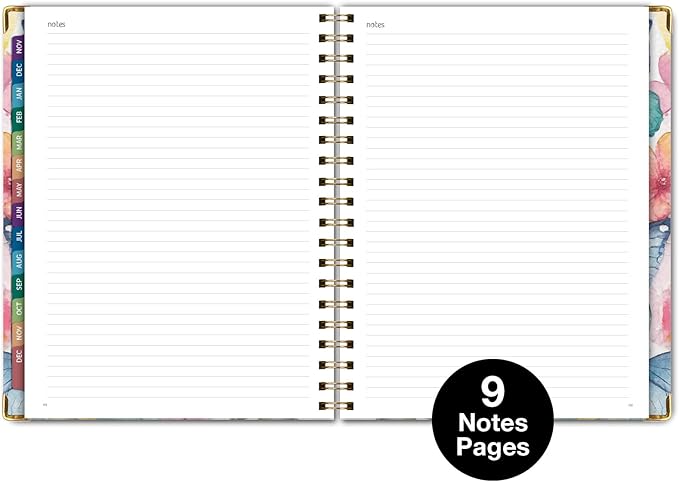 HARDCOVER 2026 Planner, 7"x9": 14 Months (November 2025 - December 2026), Daily Weekly Monthly Planner, Yearly Agenda, Bookmark, Pocket Folder and Sticky Note Set (Watercolor Butterflies)