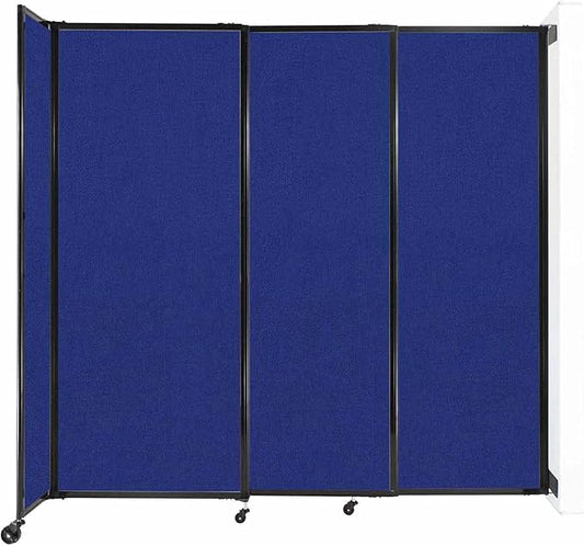 Wall-Mounted Sliding StraightWall Room Divider | Adjustable Widths | Locking Wheels | Room Separator | Up to 7'2" Wide x 6'10" Tall Royal Blue Fabric Panels